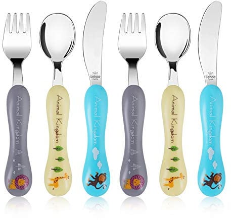 Lehoo Castle Children's Cutlery Set, 6pcs Stainless Steel Toddler Cutlery Kids Cutlery Flatware, Incudes 2 x Spoons, 2 x Forks, 2 x Knives