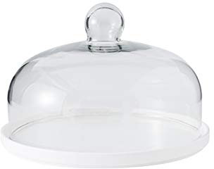 ZEELYDE Tapa para el microondas,Juego de Suministros para Pasteles de Cocina para el hogar, bandejas de cerámica Blanca, Platos para Pizza, cúpula de Vidrio, Cubierta de cúpula para Frutas, accesori
