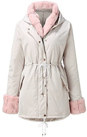 Singular-Point Damen Winterjacke Steppjacke Stehkragen Daunenjacke Reißverschluss Sportjacke ubergangsjackendamen dope snowboardjacke damen winterpullover damen warm lang,2-White,XXL