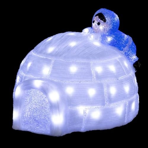 Feeric Lights et Christmas – Iglu und Eskimole, Außenbeleuchtung, Höhe 33 cm, 70 LEDs + Trafo