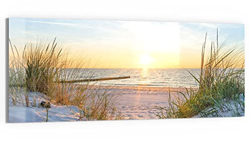 DEQORI Glasbild Echtglas | Motiv Abendsonne an der Ostsee | horizontal einteilig 125x50 cm | schöne Dekoration | Wandbild für Wohnzimmer, Schlafzimmer, Flur & Küche | moderne Wanddeko