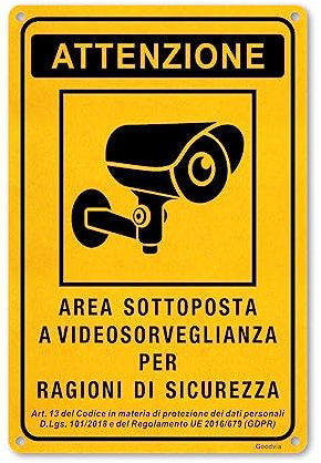 Cartelli Area Videosorvegliata per Ragioni di Sicurezza 20x30cm (A4) Cartello Piccolo Telecamere Nuova Versione GDPR Impermeabili, Lavabili Facile da Installare