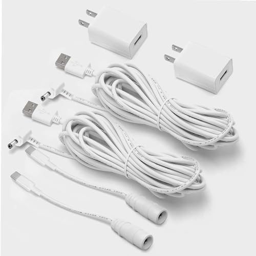 2 Pack Adapter Charger for Ring Stick Up Cam Battery/Plug-in 3rd Gen/2nd & Ring Pan Tilt Stick Up Camera,Spotlight Cam Ring Spotlight Cam Plus/Pro Indoor/Outdoor Weatherproof Charging Cable Power Cord