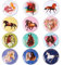 GEBETTER 12 Stück Mini Button 25 mm Pferde Buttons Set Kinder Kindergeburtstag Pferd Mitgebsel Pferdegeburtstag Pferde Geschenke Für Mädchen Party Pferdeparty