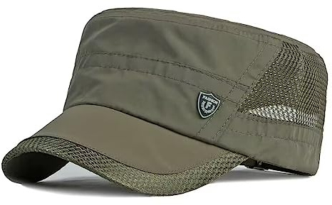 QI YUAN Military Cap Herren Sommer mesh Flat Top Cap Army Kappe Draussen Wandern Sportmütze