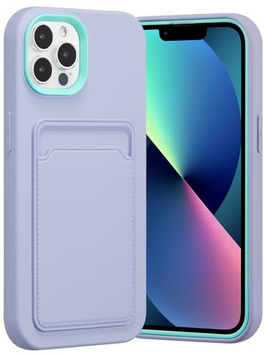 ZCDAYE Case for iPhone 13 Pro Max, Soft Silicone Phone Case with Card Holder, Silky Touch Slim Protective Phone Cover for iPhone 13 Pro Max (6.7 inch), Purple