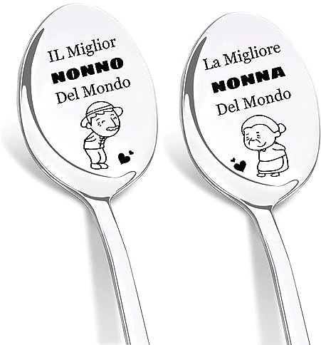 DIKARIYA Regalo per Nonni, Cucchiaini da Caffè Acciaio Inossidabile con Incisione, Regalo Nonna Compleanno, Regalo Nonno Compleanno, Regalo per Nonna, Regalo per Nonno Originali, Diventerete Nonni