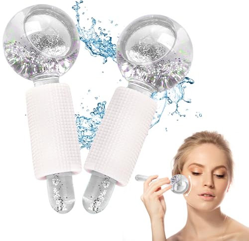 2 PCS Facial Ice Globes für Gesicht,Kühlkugeln Set für Augen & Nacken,Facial Roller für Straffen die Haut Reduzieren Schwellungen Augenringe Verbessern die Durchblutung (Weiß)