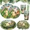 Ensemble de Fête d'anniversaire Dinosaure,60 pièces Anniversaire dinosaures vaisselle,Vaisselle de Fête Dino,assiettes en papier,gobelets,serviettes,pour les fêtes d'anniversaire