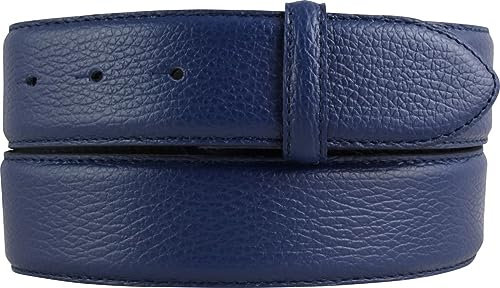 BELTINGER Gürtel mit Pigmentprägung und Steppnaht ohne Schnalle 4 cm | Modischer Ledergürtel für H-Schnalle 40mm Damen Herren | Jeans-Gürtel 4cm | Blau 105cm