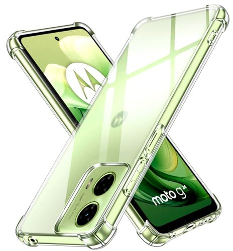 ivoler Coque pour Motorola Moto G04 / G04S / G24 / E14, Ultra Transparent Étui de Protection en Silicone Antichoc avec Coins Renforcés, Clair Mince Souple TPU Bumper Housse