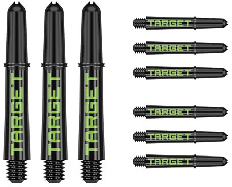 Target Darts Pro Grip Tag Shaft (9er Pack) Multipack Shafts, Professionelles Dart-Zubehör, Dart-Schaft-Set - Schwarz & Grün, Kurze Länge (33,5mm)