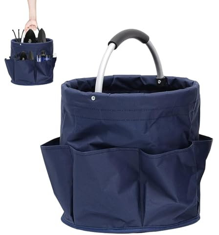 Niksultant 17L Collapsible Storage Basket for Toiletries, Cleaning Bucket with Handle, Cleaning Products Organiser, Round Tool Basket Carrying Basket Storage Box for Cleaning Utensils Gardening Tool
