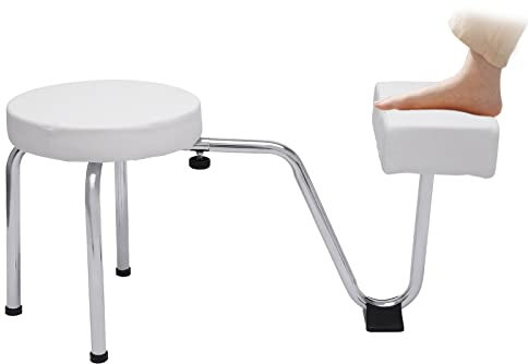 LUNICASHA Tabouret de pédicure - Repose-pieds pour pédicure - Repose-pieds réglable en hauteur - Spa réglable - Pour soins des pieds - Repose-jambes pour salon de beauté - Blanc
