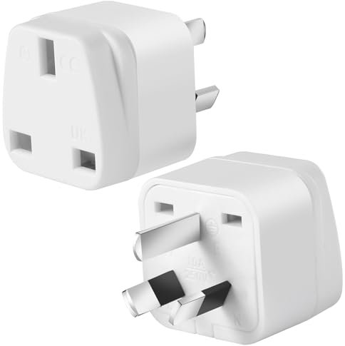 2-Pack UK to Australia Plug Adapters Australia Power Converter Grounded Universal Travel Adapter Type I Plug (White)