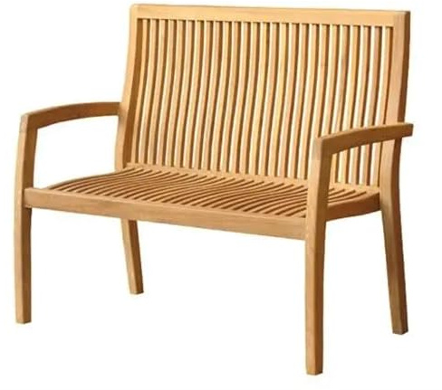 Teako Design Teak Stapelbank Como Massivholz Wetterfest, Stapelbare Holzbank, langlebige und robuste Gartenmöbel, mit Armlehnen, für Außenbereich geeignet