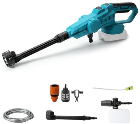 80 Bar Akku Hochdruckreiniger für Makita 18V Akku, 15000mA Batterien, 380L/H, 6-in-1 Multi-Sprühdüse,Bürstenloser Motor,Mobiler Hochdruckreiniger für Auto Reinigung, Gartenbewässerung (Ohne Batterie)