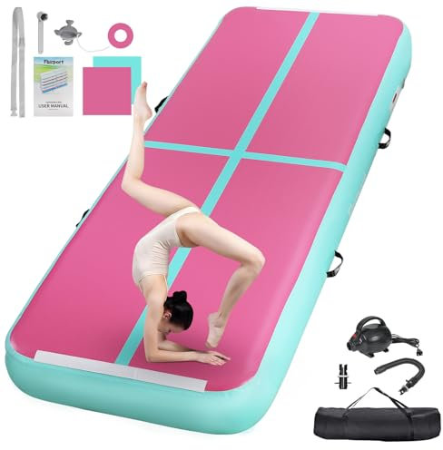 FBSPORT Airtrack Matte, 20cm Hoch Verdicken 6M Tumbling Matte,Gymnastikmatte mit Luftpumpe,Trainingsmatte mit Tragetasche,Turnmatte für Zuhause, Outdoor,Yoga