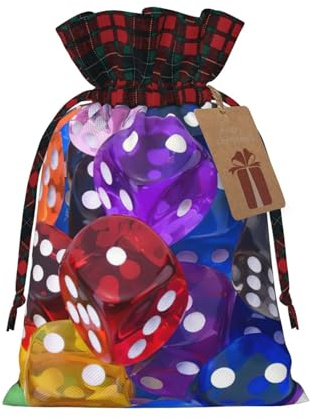 SDFHU Spiel-Würfel-Set, bedruckt, Weihnachts-Geschenktüten mit Kordelzug, Weihnachts-Party-Geschenke und Gastgeschenke