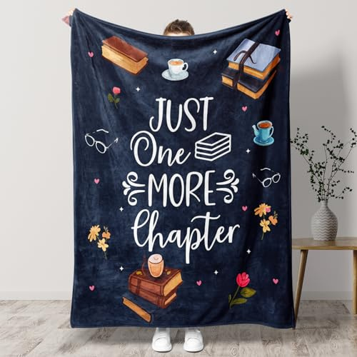 PRSTENLY Book Lover Gifts, Throw Blanket 50x60, Dark Blue | Book Accessories Gifts, Bookish Bookworm Graduation Present for Reading Lovers Reader Women Men Teen Girls Birthday Christmas