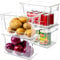 Tiawudi 4 Pack Large Stackable Plastic Storage Bins with Open Front, Clear, Pantry Organizers and Storage for Fruit, Vegetable, Snack, Laundry Supplies