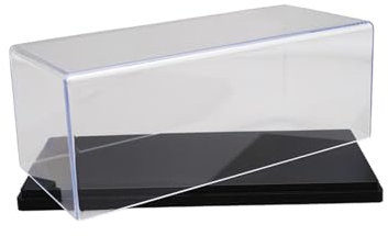 MagiDeal Transparente Vitrine aus Acryl zum Schutz und zur Aufbewahrung von Modellautos im Maßstab 1:43, dekorative, staubdichte Vitrine für Sammlerfiguren, Schwarz 15x7.6x6.3cm