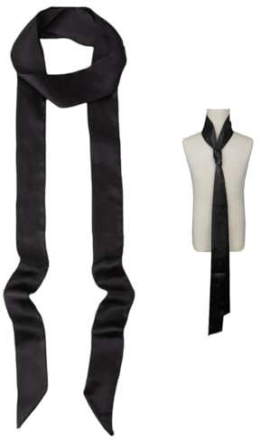 QOWIJEX 1 Stück Damen Satin Gürtel 5cm x 200cm Band Imitated Silk Lange Schal Kleid Bund Hut Zubehör,Schwarz