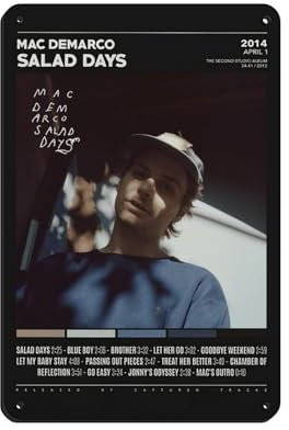 FDKLK Mac Demarco Poster, Salat-Tag, Albumcover, Poster, (2) Blechschild, Vintage, Metall, Pub, Club, Café, Bar, Zuhause, Wandkunst, Dekoration, Poster, Retro, 20 x 30 cm