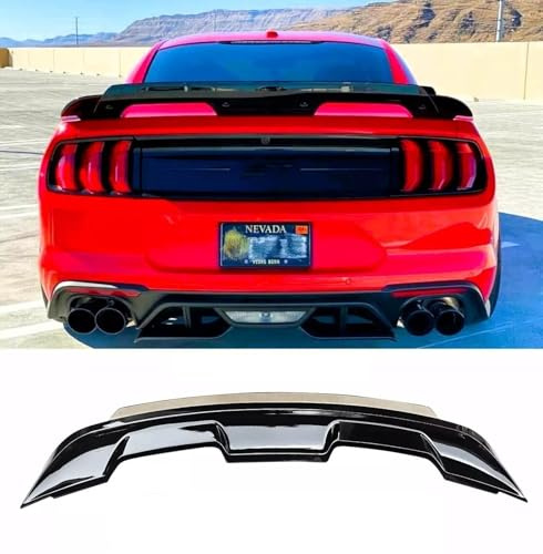 For Auto Perfectionists UK Rear Spoiler Wing Compatible With Ford Mustang Shelby 2015-2022 GT500 Style With Gurney Flap ABS Gloss Black