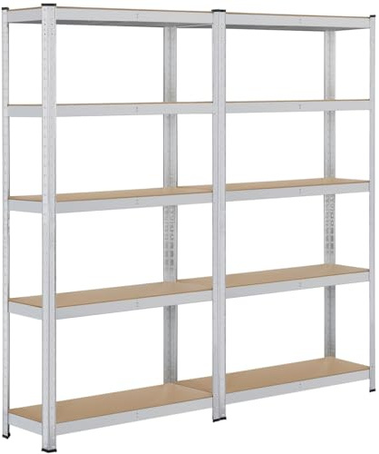 Soberine Set 2 Scaffali da Garage in Metallo Scaffalatura con 5 Ripiani Massimo Carico 875 kg Altezza Regolabile senza Viti per Magazzino Negozio