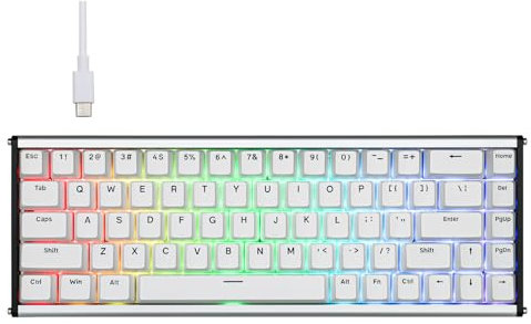 MechLands ALUX68 HE Clavier de jeu rapide en aluminium avec interrupteurs magnétiques, clavier à effet Hall filaire avec taux de polling 8K, latence 0,125 ms, RVB (blanc, ALUX68 Plus)