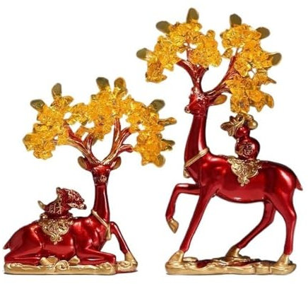 GLigeT Edelstein Baum Citrin-Geldbaum, Glückszwillingshirsch, Eröffnungsdekoration for das Haus Geldbaum Feng Shui