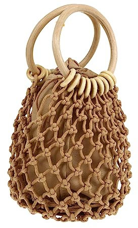 WOFASHPURET Borsa Intrecciata in Paglia Piccola Pochette in Cotone Estiva Borsa Da Spiaggia Leggera Per Passeggiate e Viaggi Design Semplice e Pratico