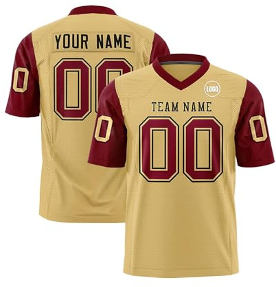 Personalisiert American Football Trikots mit Name Nummer für Herren Kinder,Benutzerdefinierte Rugby Trikot T-Shirt