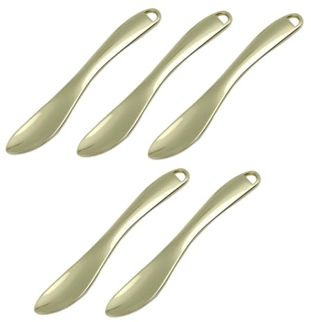 DECHOUS 5pcs Beauty Scoop Gold Cosmetic Spatulas for Face Cream Eye Cream Applicators Skincare Lotion Spoons Lightweight Smooth Surface for Precise Makeup and Mask Application