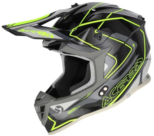 Acerbis Linear Crosshelm ECE 22/06, Schwarz/Neongelb, Größe XS (53-54 cm)