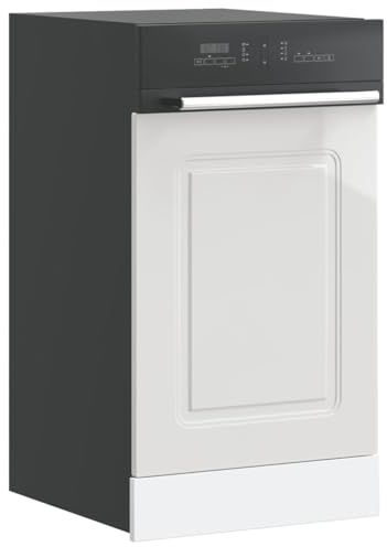 Kalmar High Gloss White Dishwasher Panel 45x1.5x67 cm Engineered Wood, Durable Kitchen Cabinet Front for Moisture Protection and Easy Maintenance, Smooth Surface Splashboard,