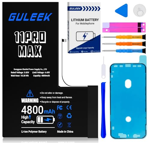 Akku für iPhone 11 Pro Max 4800mAh Hochkapazität mit Reparaturset Werkzeug | Lange Akkulaufzeit, stabile Leistung, sicherer Betrieb, einfacher Austausch, langlebiger Akku, zuverlässige Qualität