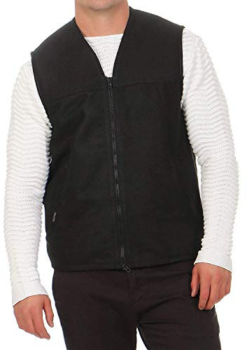 Hollert Lammfellweste - FIRMINIUS ohne Kragen Herren Weste Lederweste Fellweste Größe XL, Farbe Schwarz