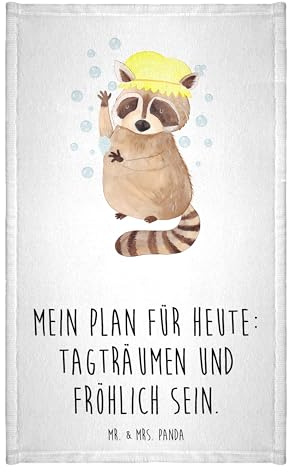 Mr. & Mrs. Panda Gäste Handtuch Waschbär - Geschenk, Plan, Gute Laune, Tiermotive, lustige Sprüche, Frottier, Tiere, Sport Handtuch, Fröhlich,