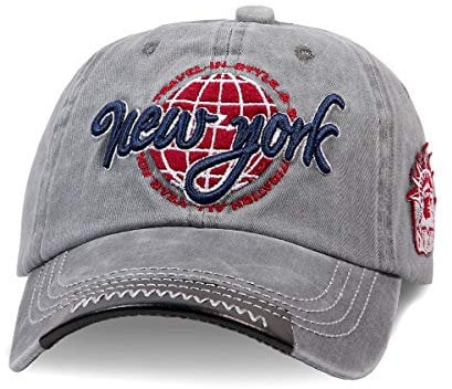 Alsino Baseball Cap Outdoor Retro Unisex Vintage Basecap - Farbe: grau, New York Stickerei (Cap-210) - Größenverstellbar