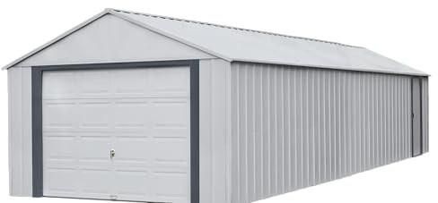 Arrow Shed 14' x 31' Murryhill Garage Galvanized Steel Extra Tall Walls Prefabricated Shed Storage Building, 14' x 31', Flute Gray