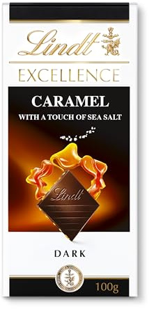 Lindt Tavoletta EXCELLENCE Caramello Salato, Tavoletta di Cioccolato Fondente Lindt al Caramello Salato, Formato 100g
