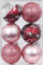 6 Christbaumkugeln 8cm Motive Ornament Dekor Kunststoff bruchfest Dekokugeln Weihnachtskugeln Baumkugeln Baumschmuck Set Christbaumschmuck Weihnachtsschmuck 80mm Berry Kiss Beere