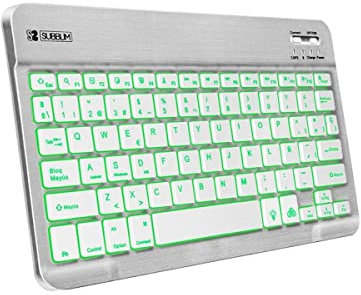 SUBBLIM Teclado Retroiluminado Smart Bluetooth para Tablet O iPad Blanco Plata Teclado Retroiluminado Diseño Ultra Slim Teclas De Alta Precisión Batería Li-Ion Recargable Ahorro De Energía
