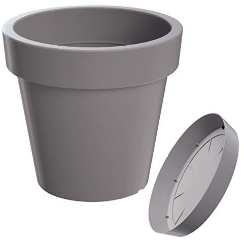 Erhard-Trading Valencia Pot de fleurs avec soucoupe en plastique Gris pierre 49 cm + soucoupe