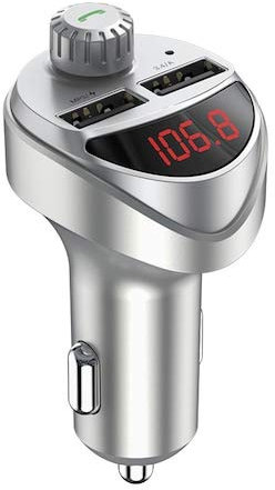 HaiMa Usb Voiture Chargeur Fm Émetteur Bluetooth Voiture Audio Mp3 Player Tf Card Car Kit 3.4A Double Usb Car Phone Charger For Xiaomi Mi - Argent