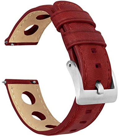 Barton Rally Horween-Lederarmband – integrierte Schnellverschluss-Federstege – 18 mm, 19 mm, 20 mm, 21 mm, 22 mm, 23 mm & 24 mm Uhrenarmbänder 22mm purpurrot
