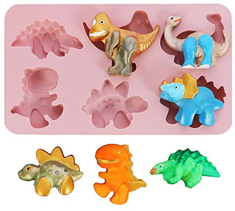 MKNZOME Silicone Mould, 6 Cavity Dinosaur Silicone Chocolate Mold Cake Baking Mould Bakeware Mould Tray for Cake Soap Pudding Candy Chocolate (6 cavity dinosaur 1#)