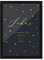 Personalisiertes Kunstdruck Poster mit Heißfolienprägung in Gold DIN A4 (210x297mm) inkl. Bilderrahmen - Geburt Sternenhimmel